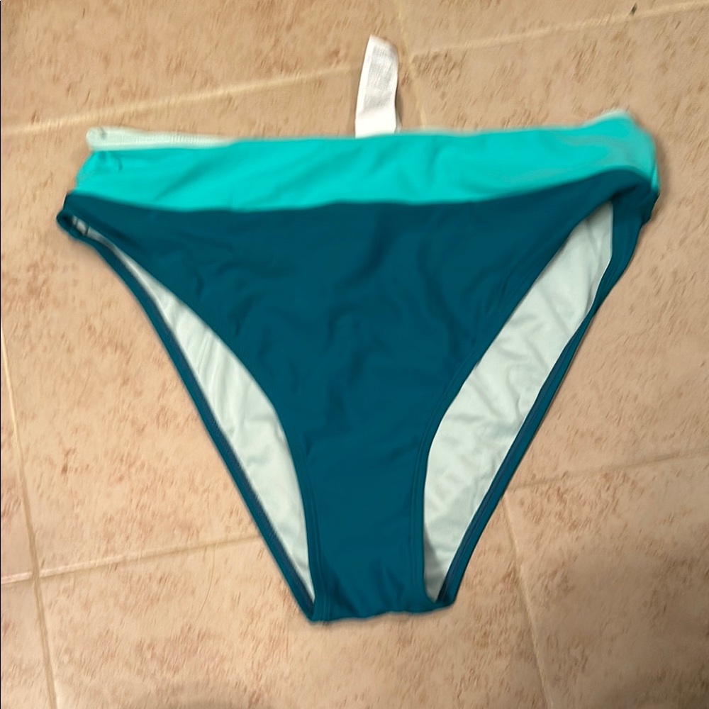 Teal and Aqua Women's Swim Bottom